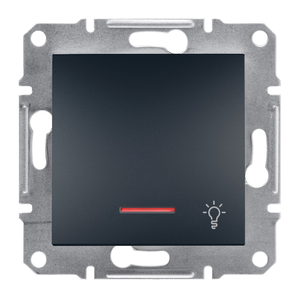 Выключатель одноклавишный кнопочный свет с подсветкой антрацит ASFORA Schneider Electric